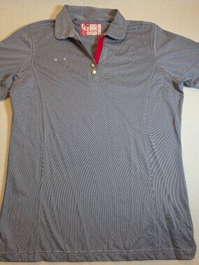Chick-fil-A Team Style Oobe Striped Polo Shirt Women Medium Blue Employee Unifor